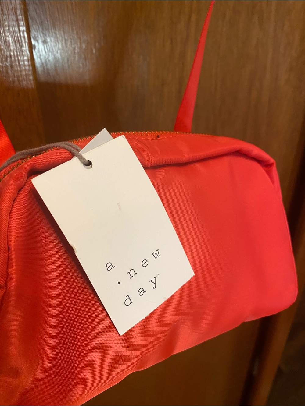 a new day Red Nylon Crossbody Cosmetic Bag